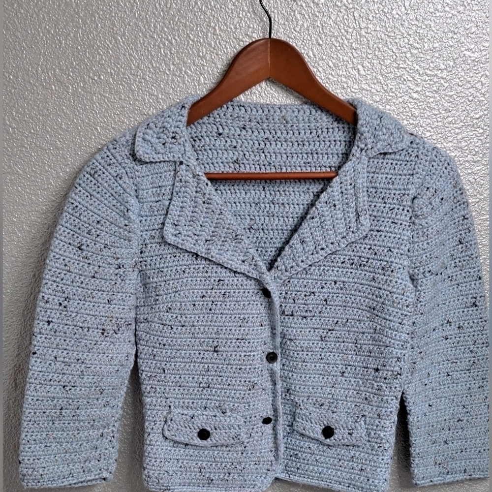 Hand Knit Women's Cropped  Button Down Sweater